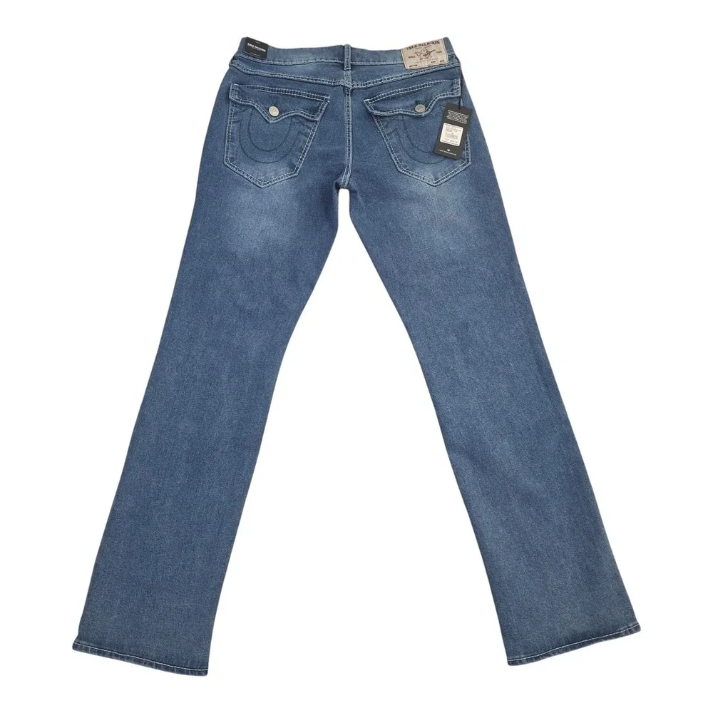 True Religion Ricky Relaxed Straight Big T Flap Jeans 32x34 Light Pacific Wash